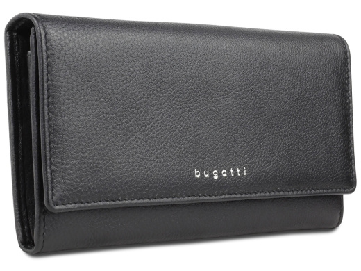 Кошелёк женский BUGATTI Lady Top, тёмно-синий, натуральная воловья кожа, 20х2,5х10,5 см